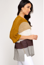 Load image into Gallery viewer, 3/4 Sleeve Hi-Low Block Sweater