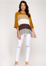 Load image into Gallery viewer, 3/4 Sleeve Hi-Low Block Sweater