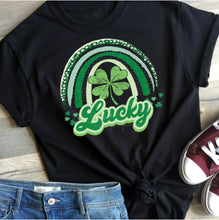 Load image into Gallery viewer, Lucky Rainbow 3/4 Raglan Top/ Tee