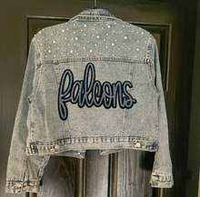 Load image into Gallery viewer, Falcons Script Embellished Denim Jacket