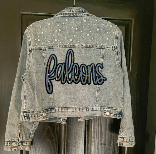 Falcons Script Embellished Denim Jacket