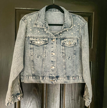 Load image into Gallery viewer, Falcons Script Embellished Denim Jacket