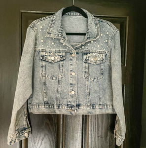 Falcons Script Embellished Denim Jacket