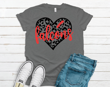 Load image into Gallery viewer, Falcons Football Leopard Heart- Tee