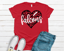 Load image into Gallery viewer, Falcons Football Leopard Heart- Tee