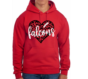 Falcons Football Leopard Heart - Hoodie/ Crew/ Long Sleeve T