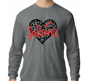 Falcons Football Leopard Heart - Hoodie/ Crew/ Long Sleeve T