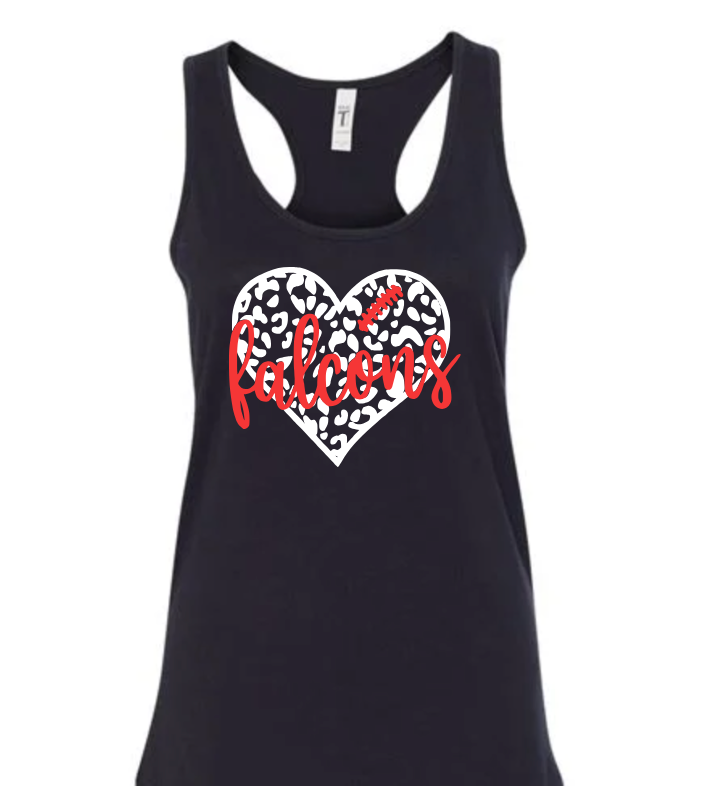 Falcons Football Leopard Heart- Tank