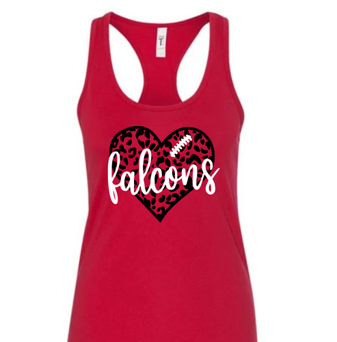 Falcons Football Leopard Heart- Tank