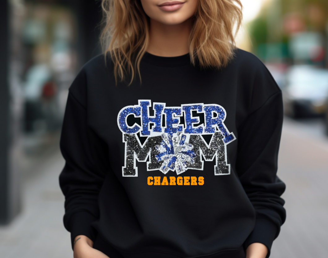 Chargers Cheer Mom Sequin Patch Apparel