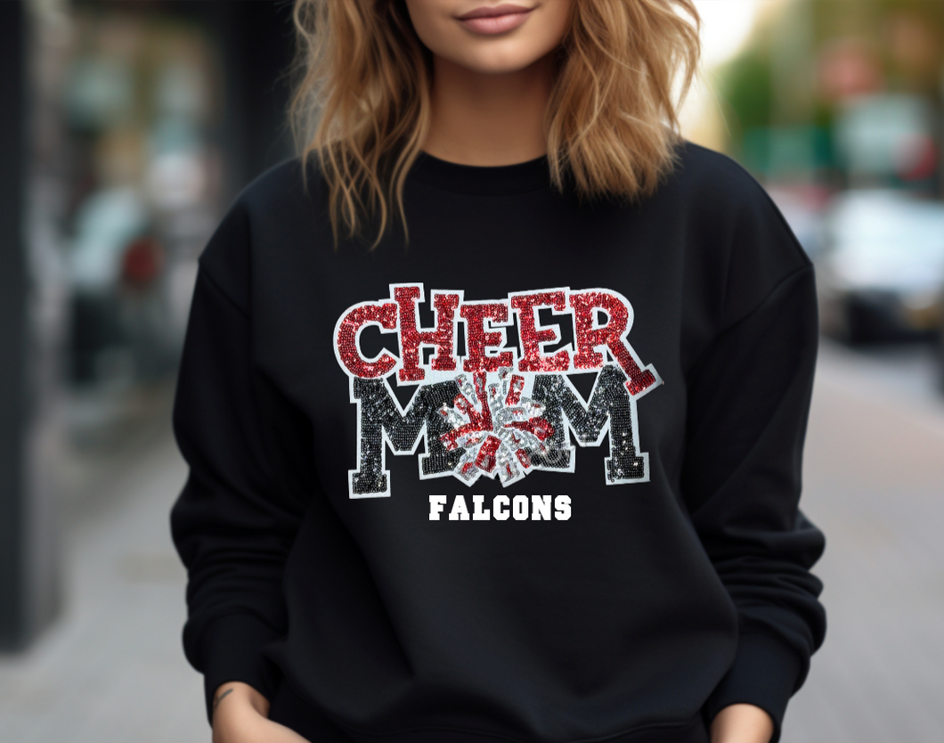 Falcons Cheer Mom Sequin Patch Apparel (blk)