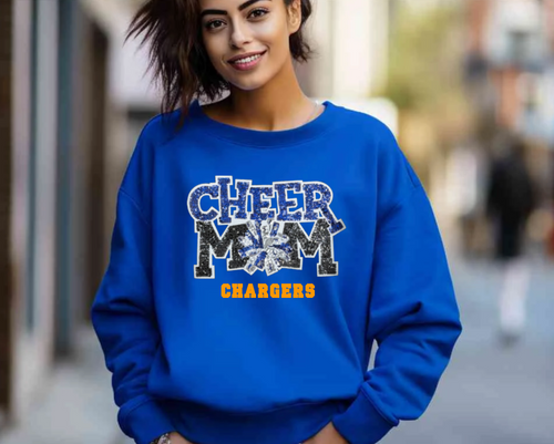 Chargers Cheer Mom Sequin Patch Apparel (blue)