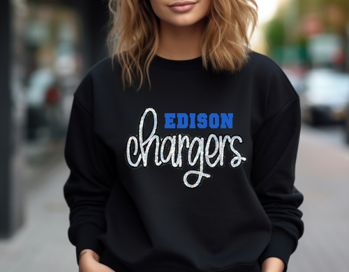 Edison Chargers Sequin Patch Apparel (blk)