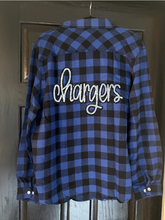 Load image into Gallery viewer, Chargers Patch Buffalo Plaid Button Up