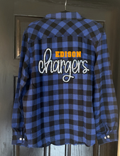 Load image into Gallery viewer, Chargers Patch Buffalo Plaid Button Up