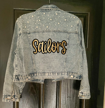 Load image into Gallery viewer, Sailors Script Embellished Denim Jacket