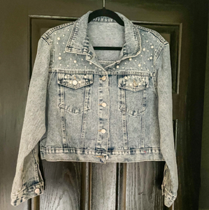 Chargers Script Embellished Denim Jacket