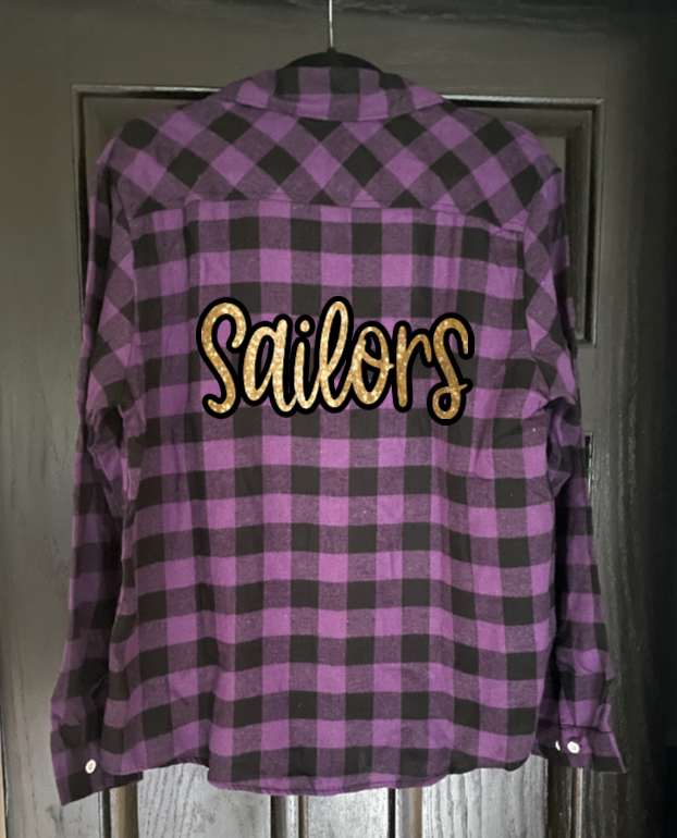 Sailors Script Buffalo Plaid Button Up