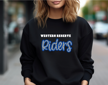 Load image into Gallery viewer, Riders Sequin Script Apparel (blk)