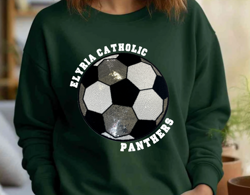 Elyria Catholic Soccer Sequin Patch Apparel