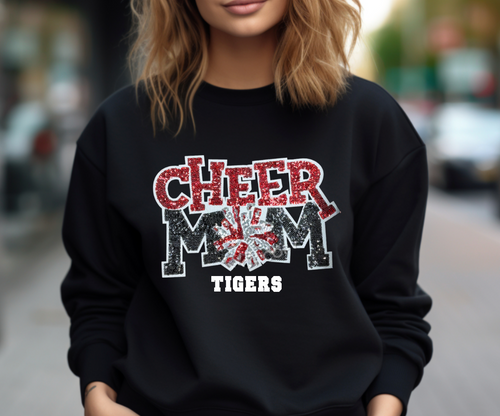 Tigers Cheer Mom Sequin Patch Apparel (blk)