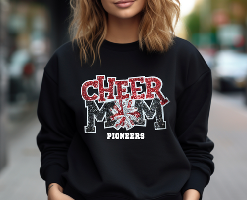 Pioneers Cheer Mom Sequin Patch Apparel (blk)