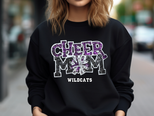 Wildcats Cheer Mom Sequin Patch Apparel (blk)