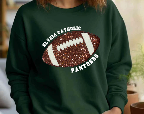 Elyria Catholic Football Sequin Patch Apparel