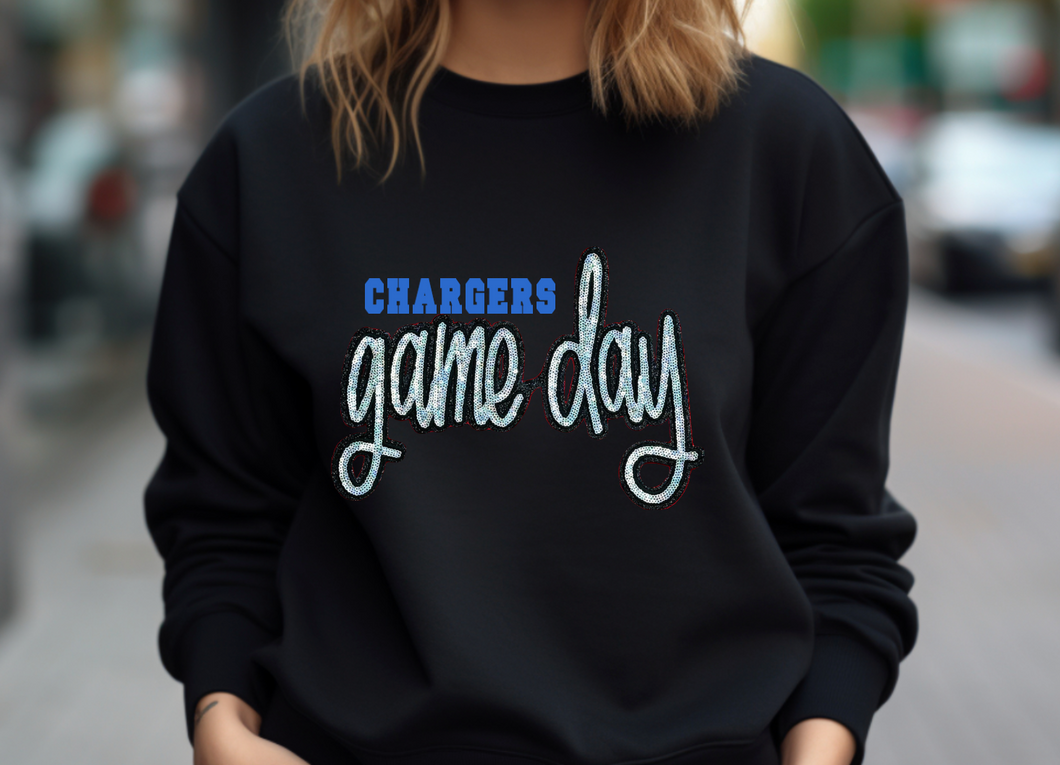 Chargers Game Day Sequin Patch Apparel (blk)