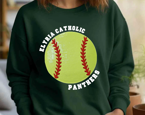 Elyria Catholic Softball Sequin Patch Apparel