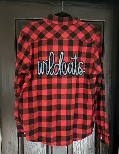 Wildcats Script Plaid Button Up