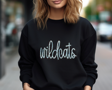 Load image into Gallery viewer, Wildcats Script Sequin Patch Apparel (blk)