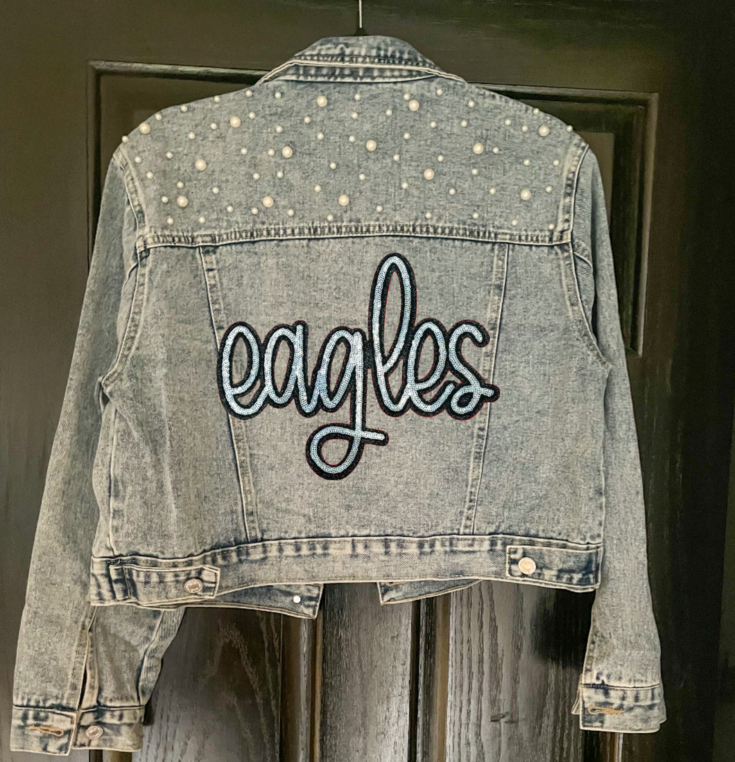 Eagles Script Embellished Denim Jacket