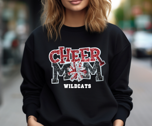 Wildcats Cheer Mom Sequin Patch Apparel (blk)