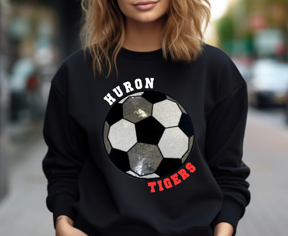 Huron Soccer Sequin Patch Apparel (blk)