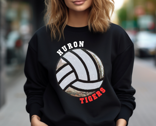 Huron Volleyball Sequin Patch Apparel (blk)