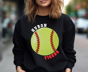 Huron Softball Sequin Patch Apparel (blk)