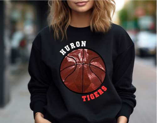 Huron Basketball Sequin Patch Apparel (blk)