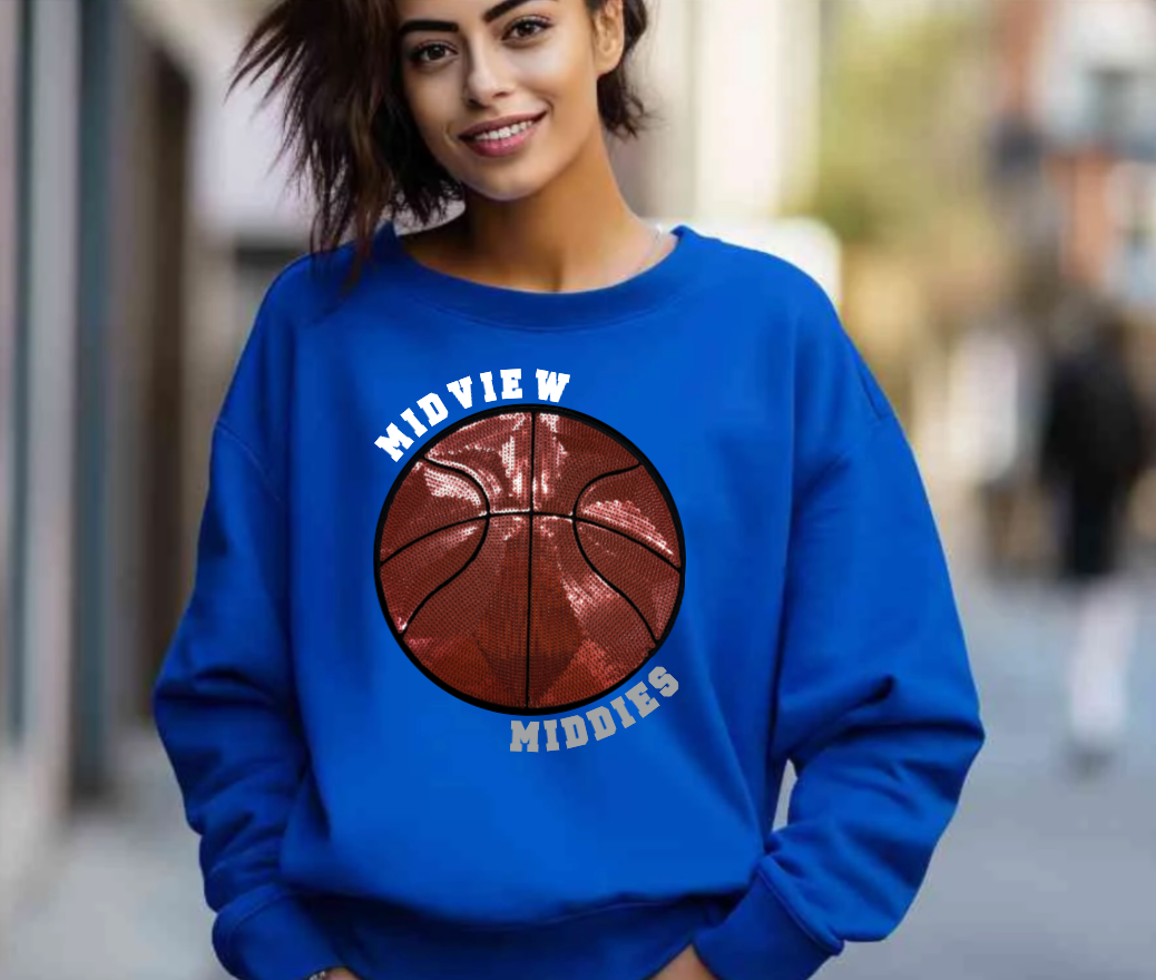 Midview Basketball Sequin Patch Apparel