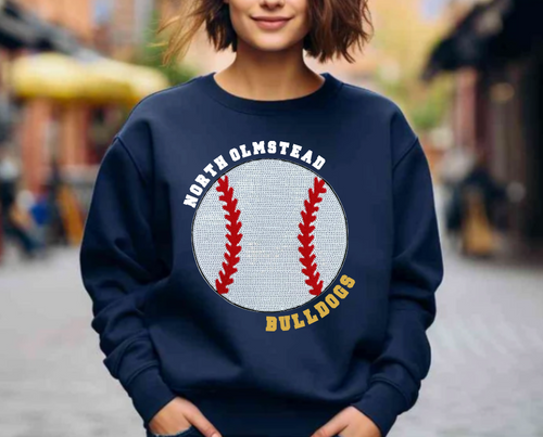 North Olmstead Baseball Sequin Patch Apparel