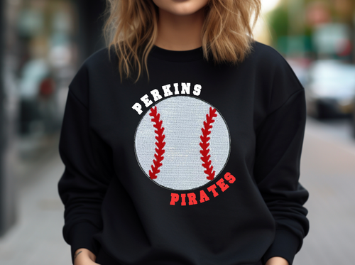 Perkins Baseball Sequin Patch Apparel (blk)