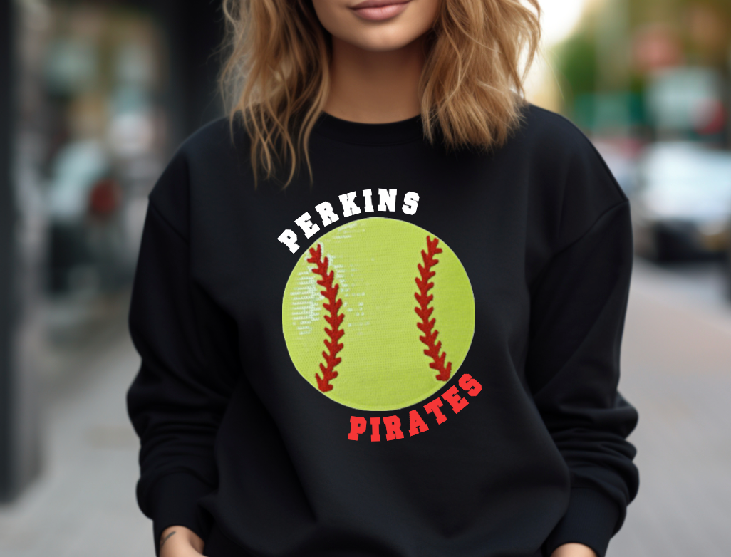 Perkins Softball Sequin Patch Apparel (blk)