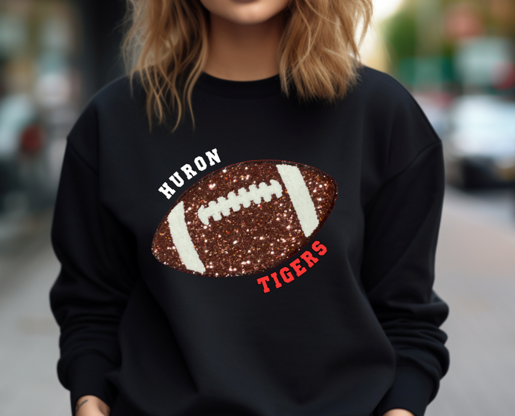 Huron Football Sequin Patch Apparel (blk)