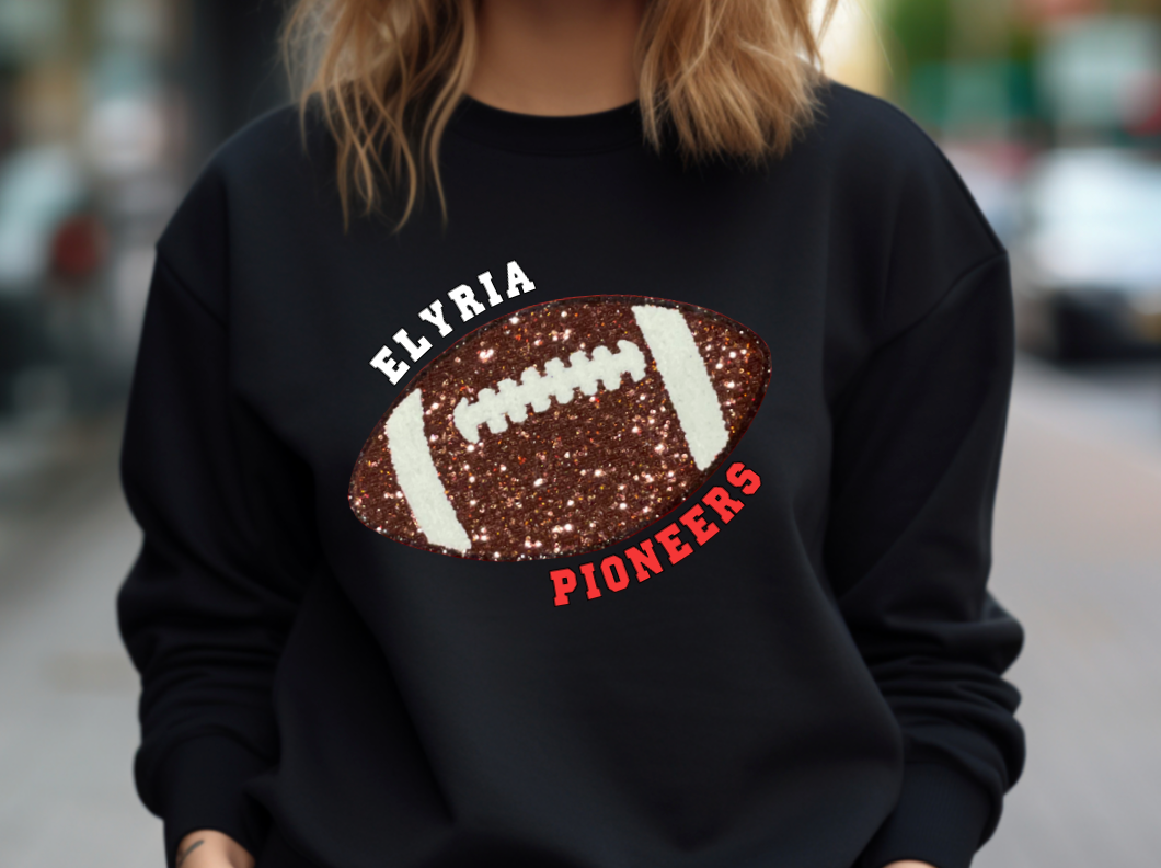 Elyria Football Sequin Patch Apparel (blk)