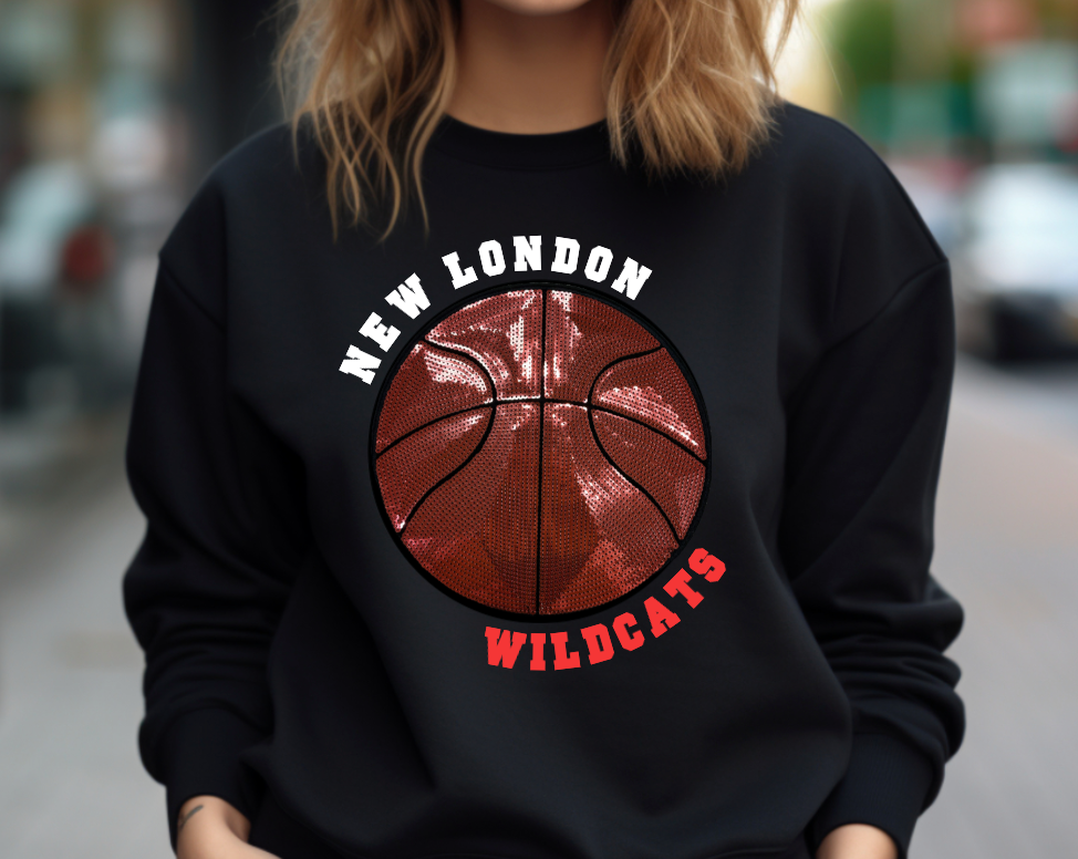 New London Basketball Sequin Patch Apparel (blk)