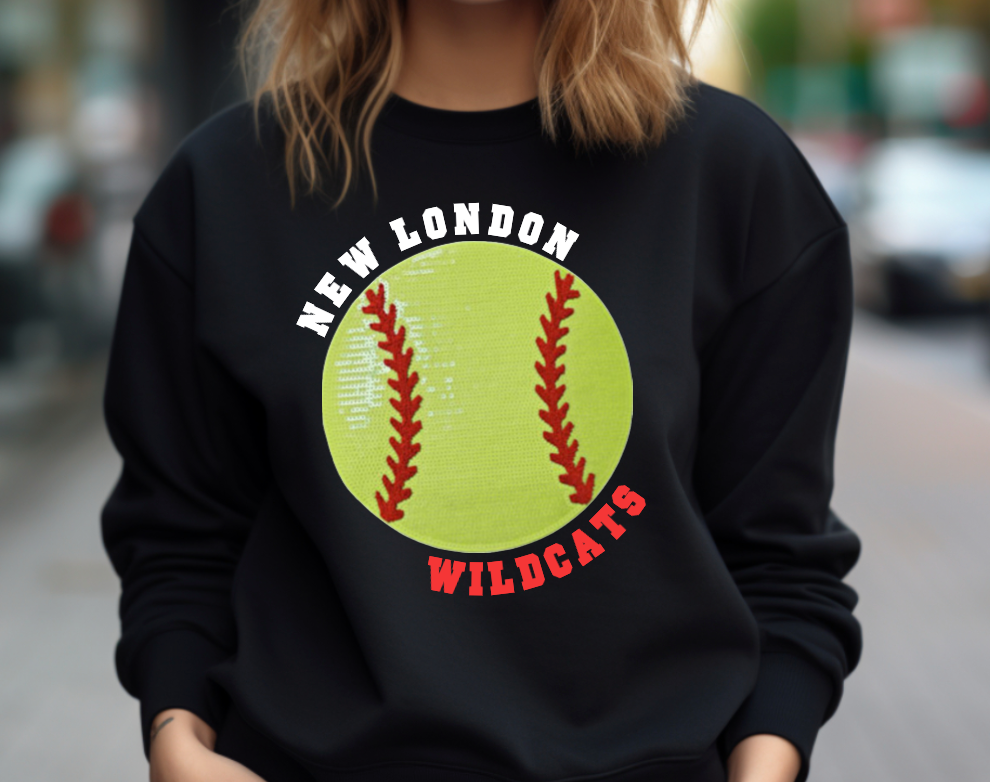 New London Softball Sequin Patch Apparel (blk)