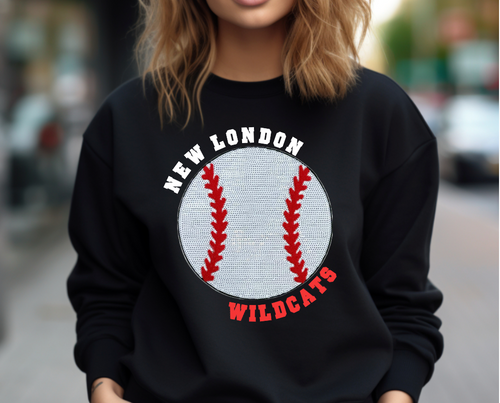 New London Baseball Sequin Patch Apparel (blk)