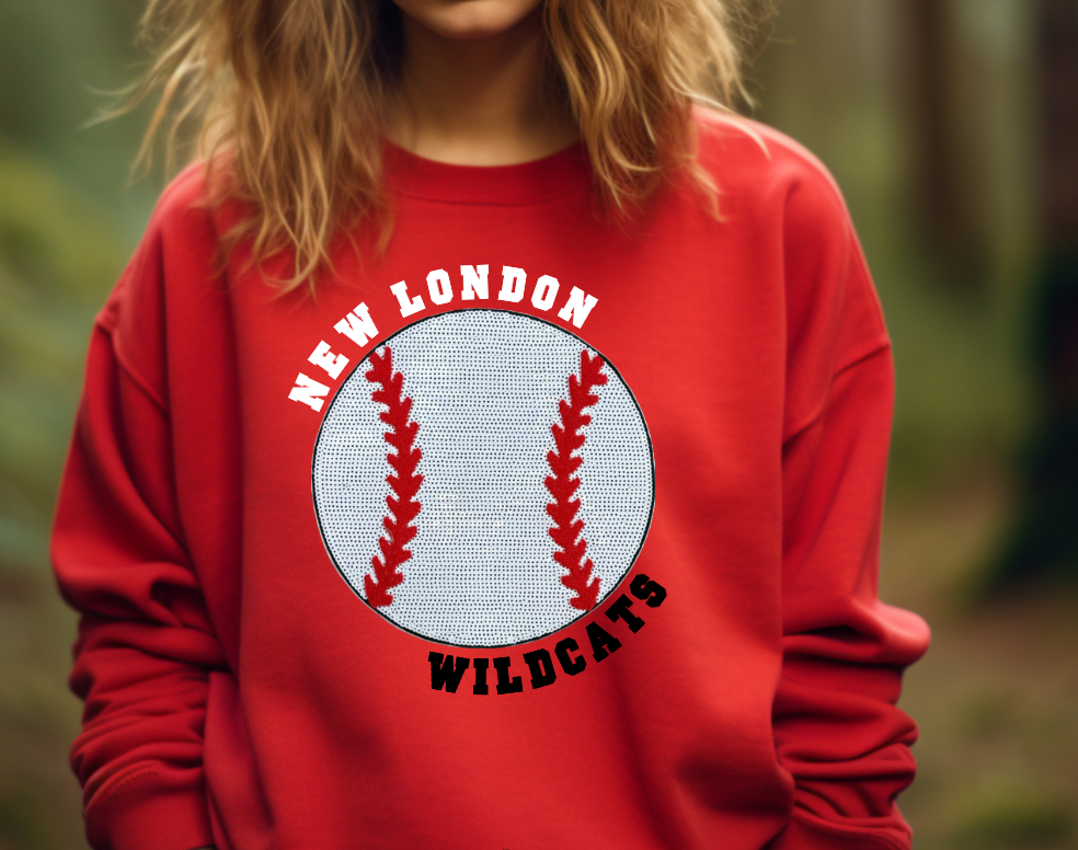 New London Baseball Sequin Patch Apparel