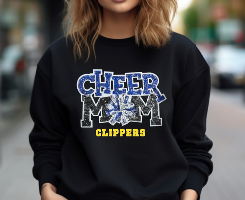 Clippers Cheer Mom Sequin Patch Apparel (blk)