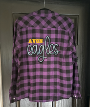 Load image into Gallery viewer, Eagles Script Patch Buffalo Plaid Button Up